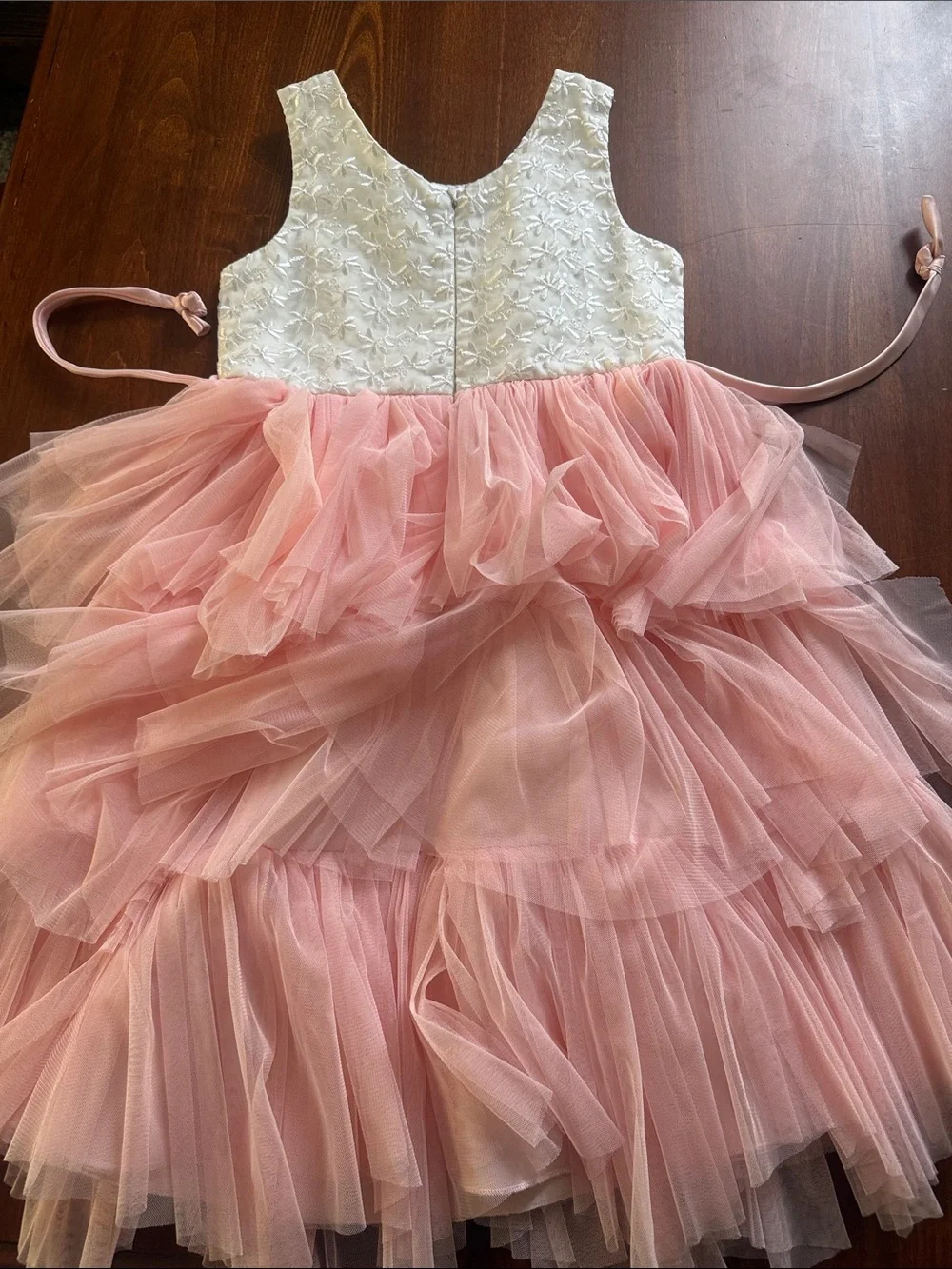 Couture Princess White Sleeveless Layered Pink Tulle Tiers Ballet Dress Formal